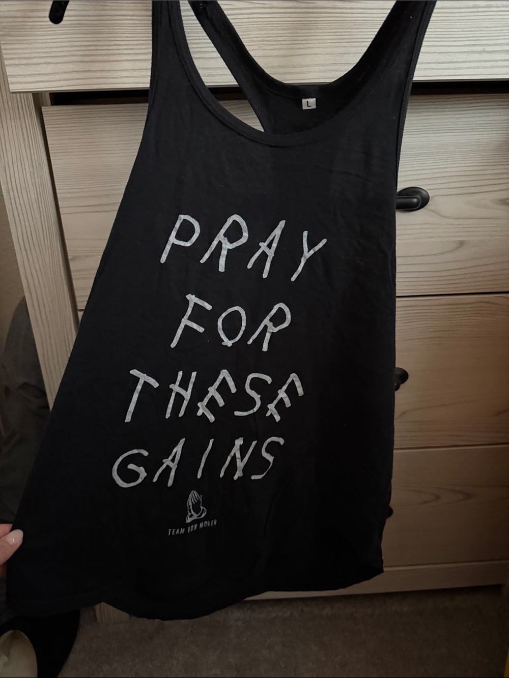 Pray For These Gains Black Tank Top by (Unknown Brand)